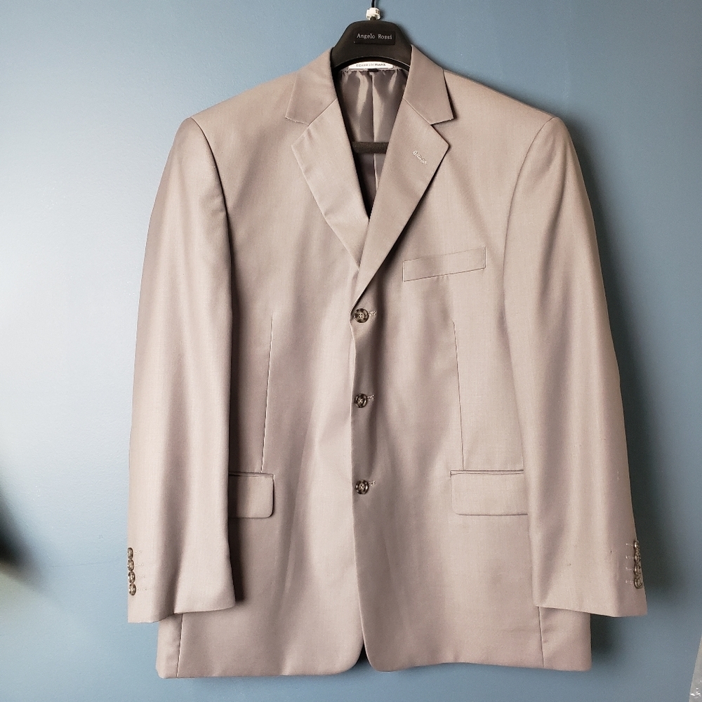 Angelo Rossi 3-Button Long Sleeve Mens Suit Jacket Blazer‎ 46R Silver